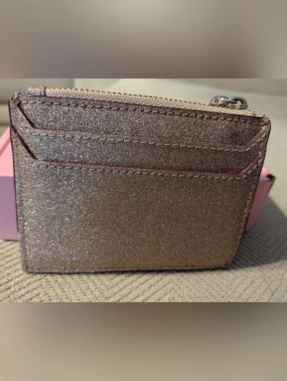 Kate Spade Glitter Storybook Rose Gold Card & Key Holder